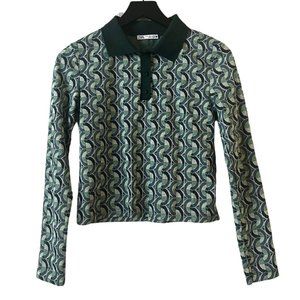 Zara Jacquard Polo Shirt SIZE Small
